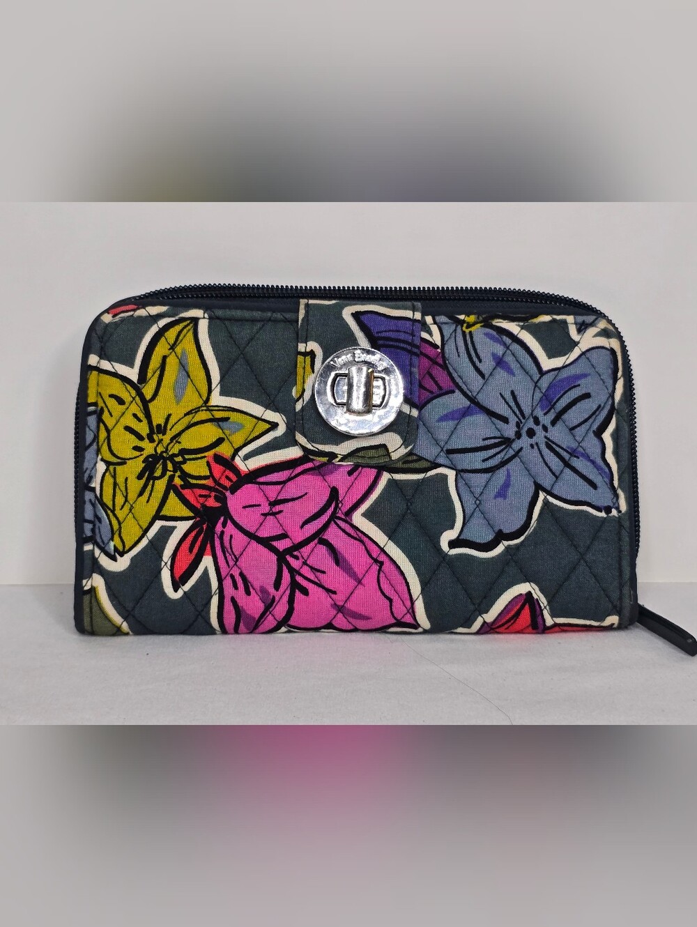 Vera Bradley RFID Turnlock Wallet in Tangerine Twist Floral Print